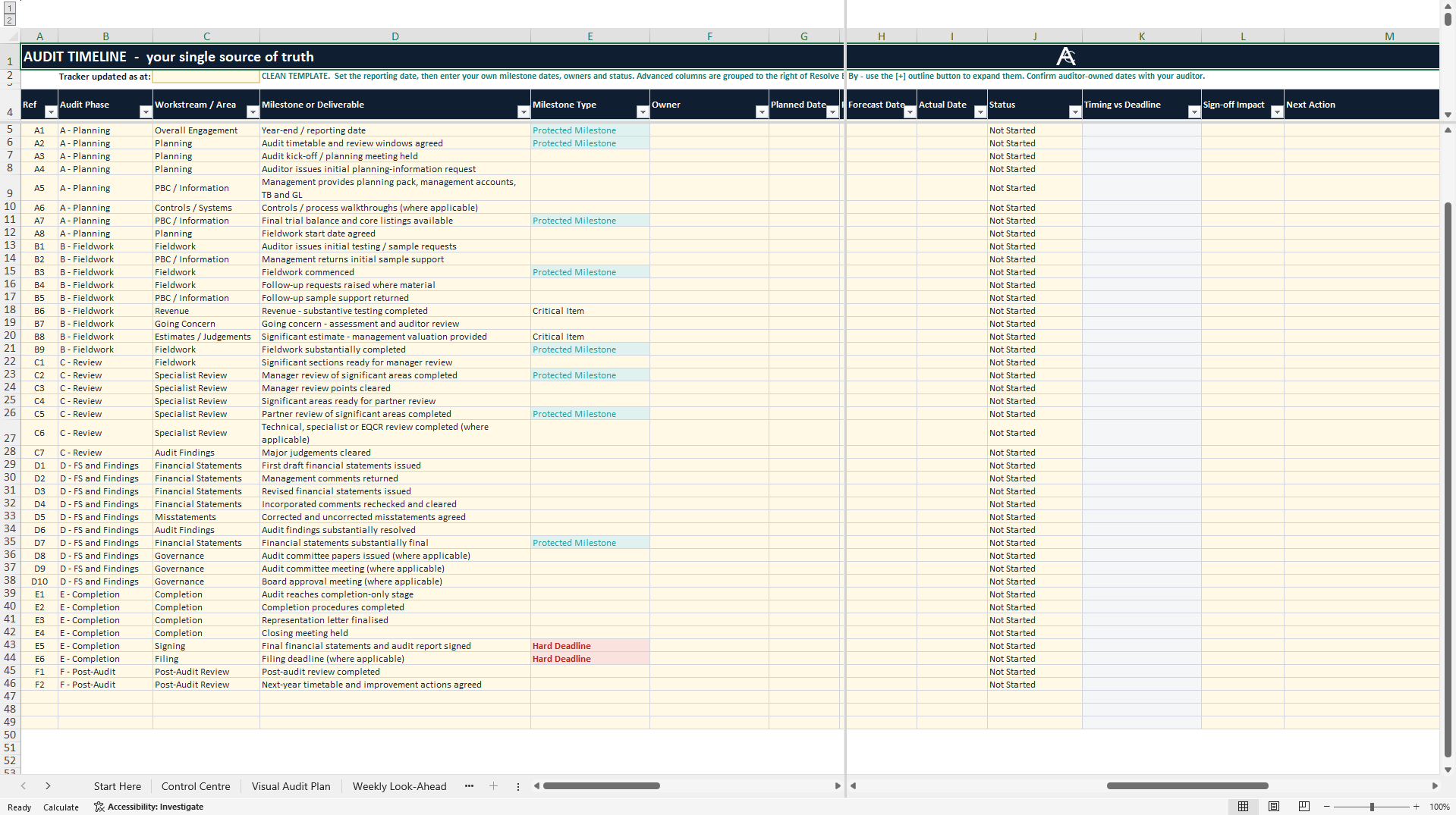 External Audit Timeline Template for Finance Teams (Excel template (XLSX)) Preview Image