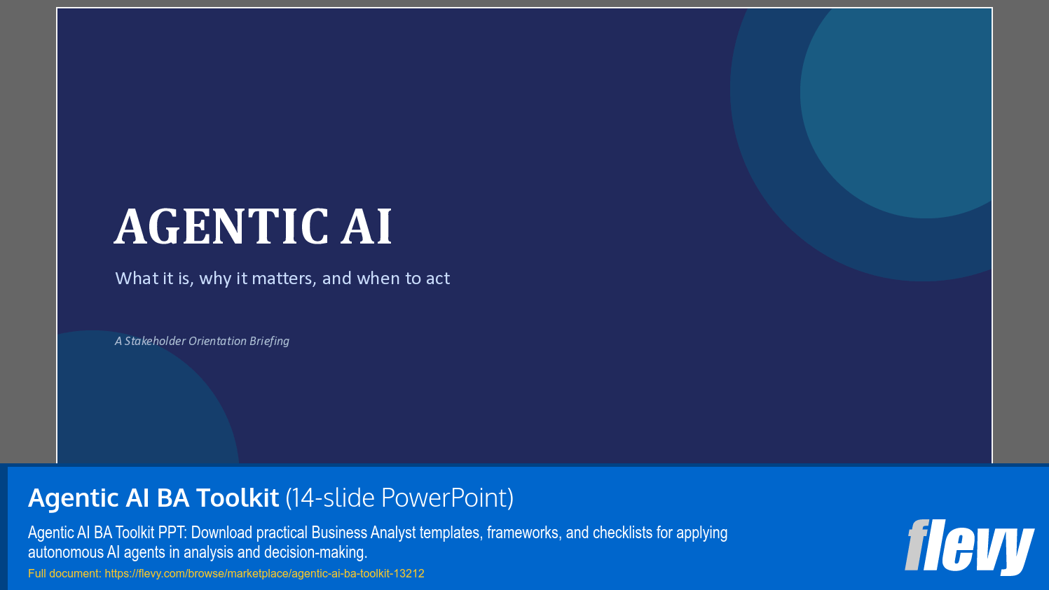 Agentic AI BA Toolkit (14-slide PPT PowerPoint presentation template (PPTX)) Preview Image