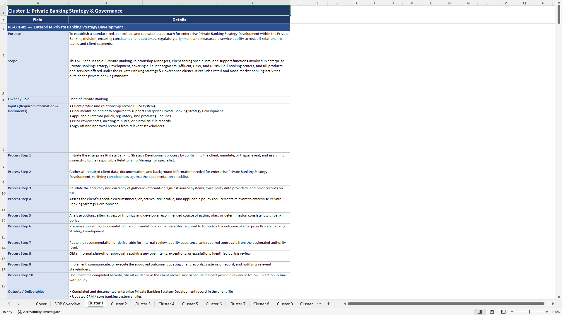 100+ Private Banking SOPs (Excel template (XLSX)) Preview Image