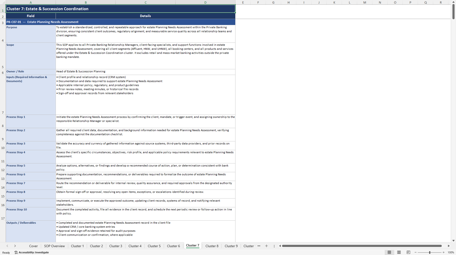 100+ Private Banking SOPs (Excel template (XLSX)) Preview Image