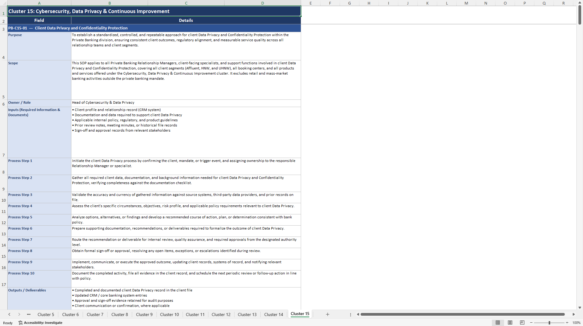 100+ Private Banking SOPs (Excel template (XLSX)) Preview Image