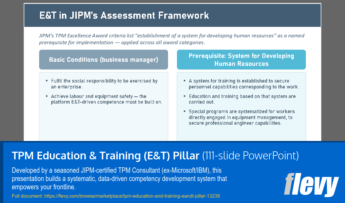 TPM Education & Training (E&T) Pillar (111-slide PPT PowerPoint presentation template (PPTX)) Preview Image