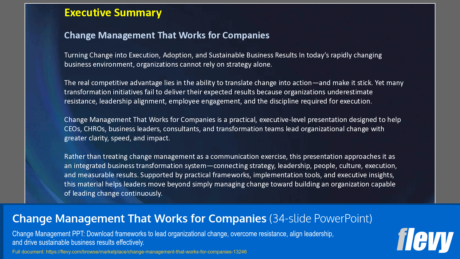Change Management That Works for Companies (34-slide PPT PowerPoint presentation template (PPTX)) Preview Image