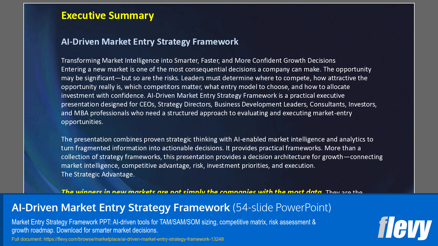 AI-Driven Market Entry Strategy Framework (54-slide PPT PowerPoint presentation template (PPTX)) Preview Image