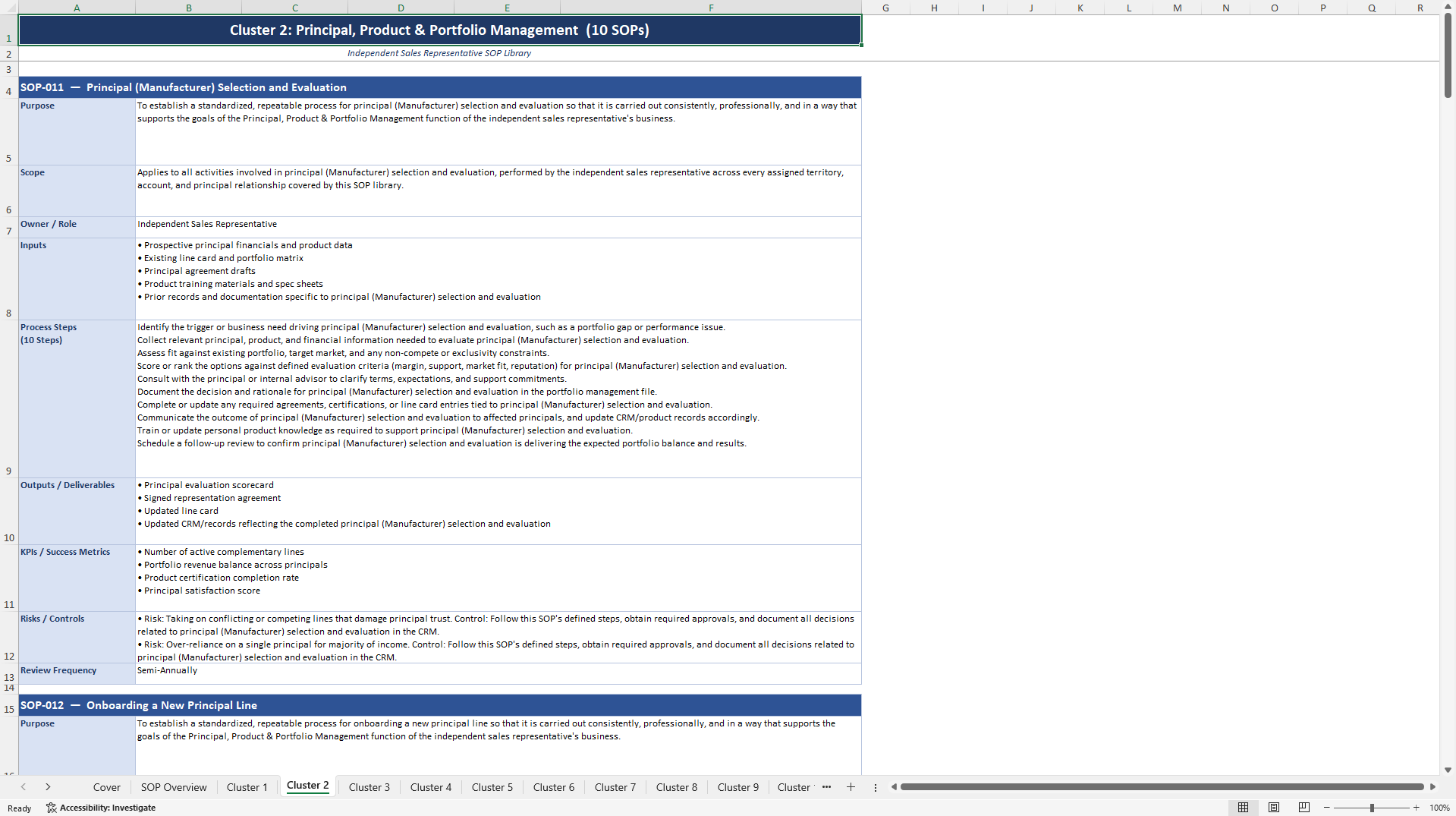 100+ Independent Sales Representative SOPs (Excel template (XLSX)) Preview Image