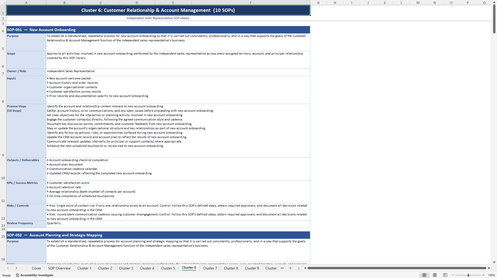 100+ Independent Sales Representative SOPs (Excel template (XLSX)) Preview Image