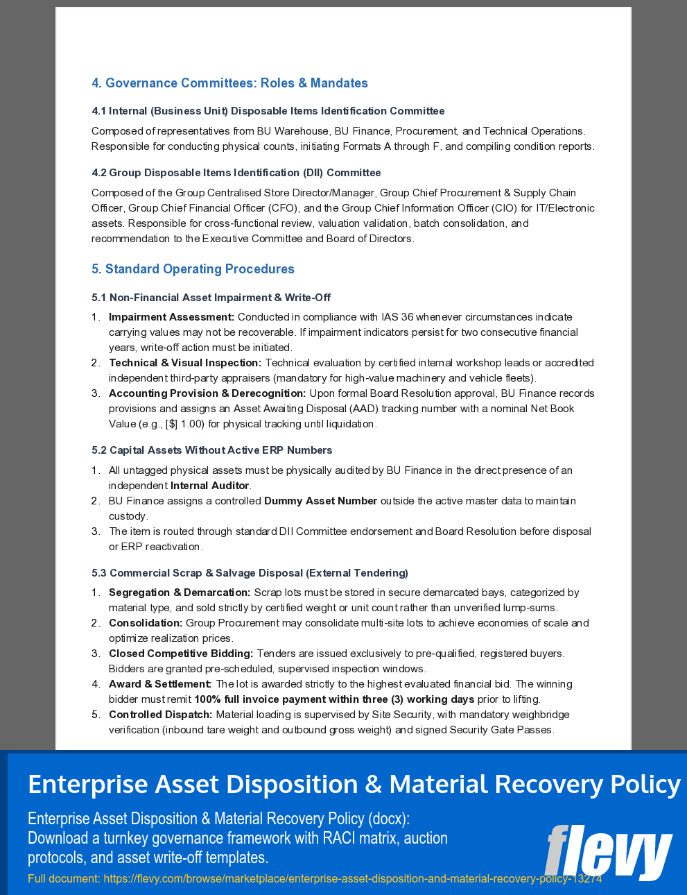 Enterprise Asset Disposition & Material Recovery Policy (6-page Word document) Preview Image