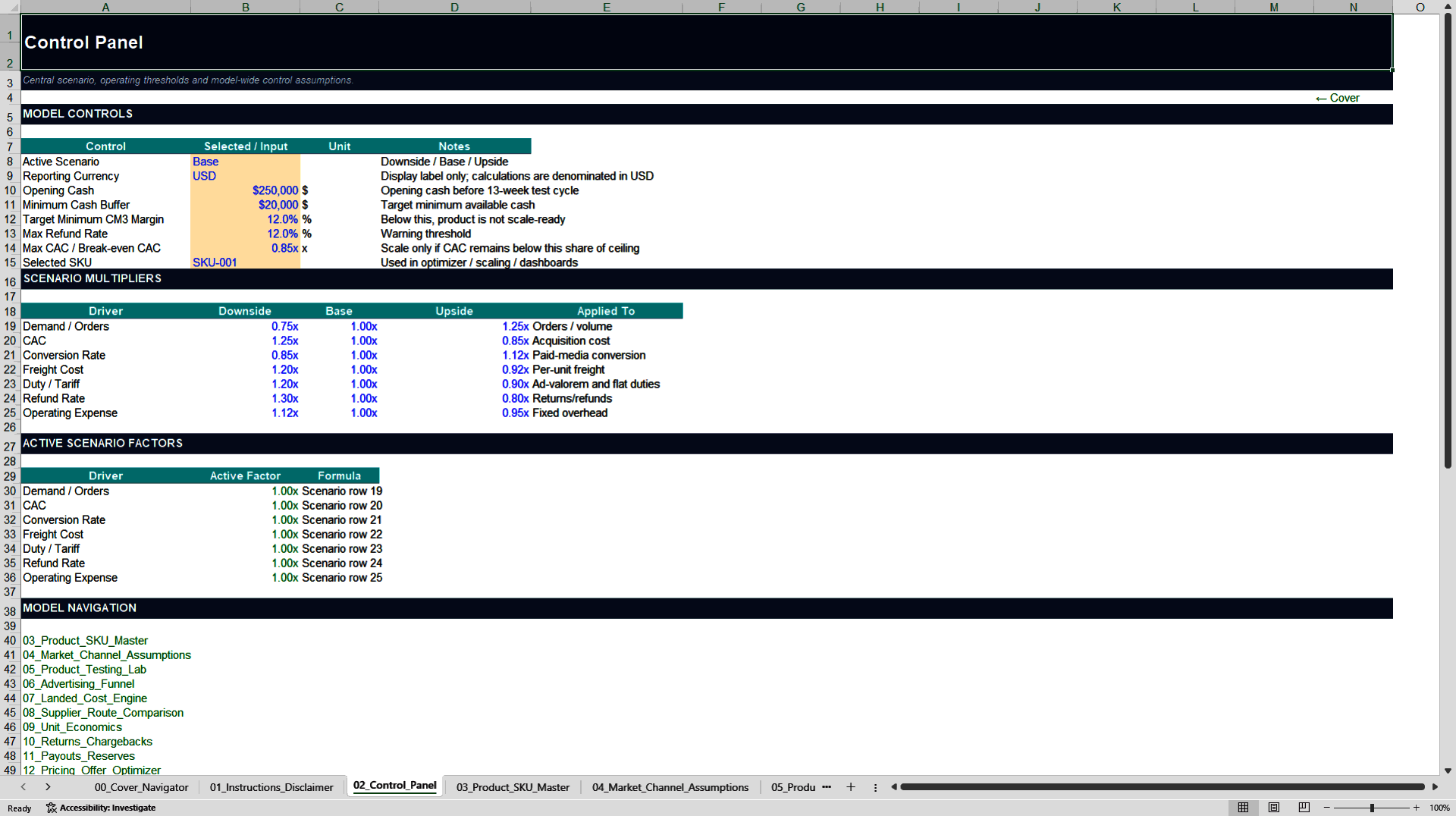 Dropshipping Product Testing & Cash Flow Model (Excel template (XLSX)) Preview Image
