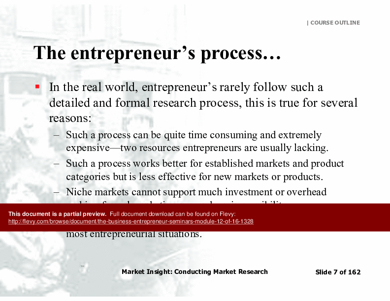 This is a partial preview of The Business Entrepreneur Seminars (Module 12 of 16) (161-page PDF document). Full document is 161 pages. 