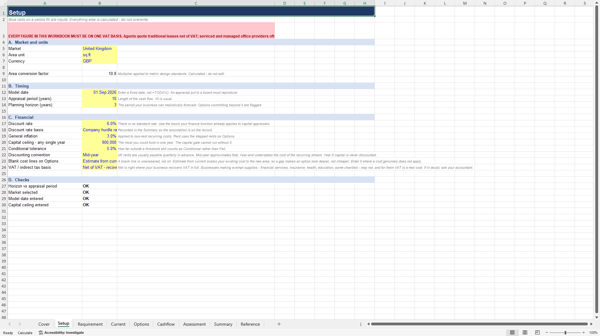 Office Lease Options Appraisal Model (Excel template (XLSX)) Preview Image