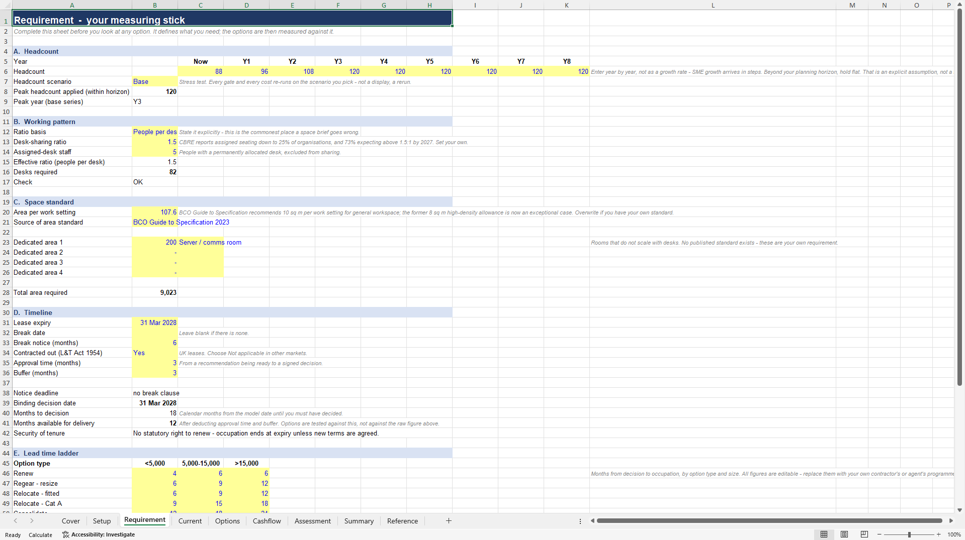 Office Lease Options Appraisal Model (Excel template (XLSX)) Preview Image