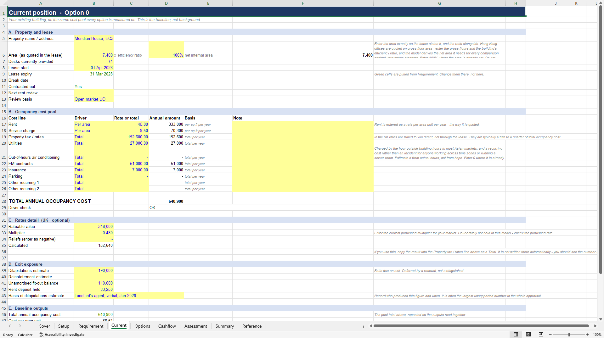 Office Lease Options Appraisal Model (Excel template (XLSX)) Preview Image
