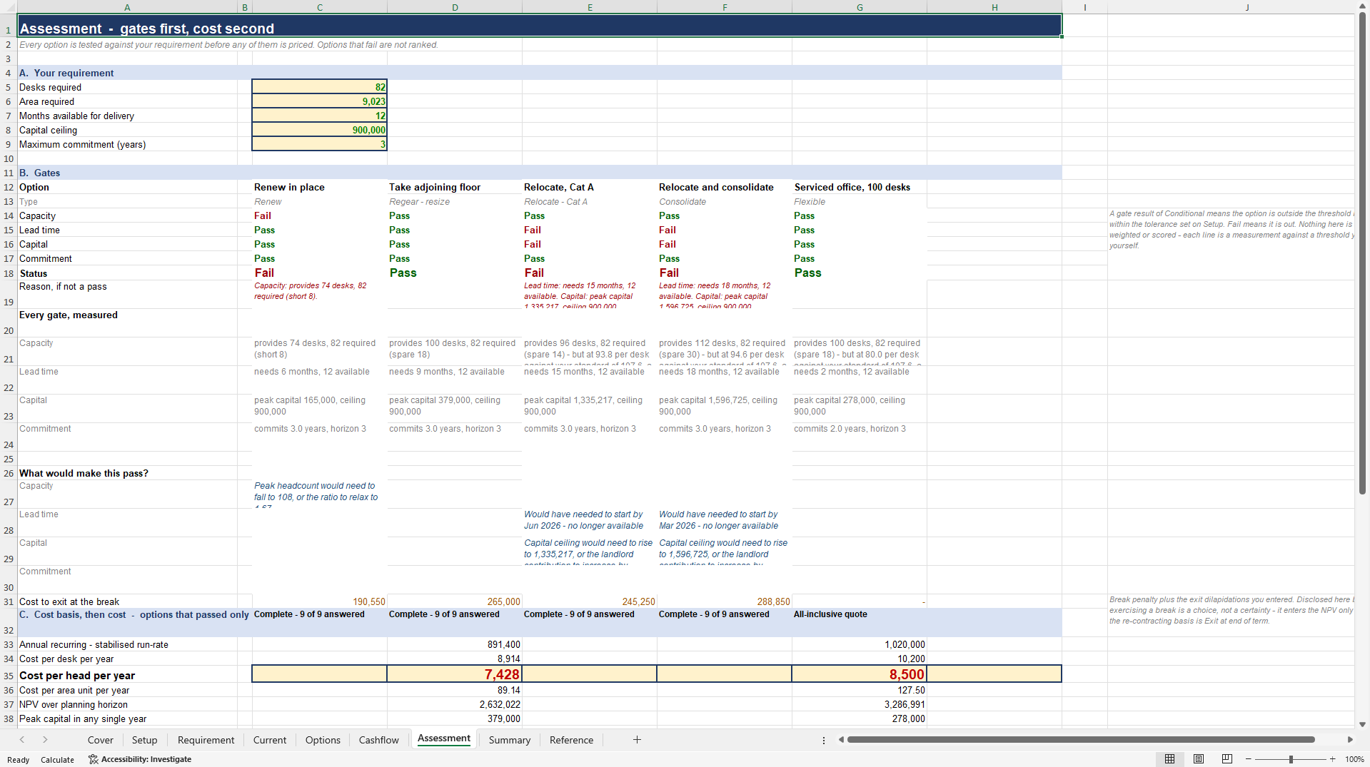 Office Lease Options Appraisal Model (Excel template (XLSX)) Preview Image