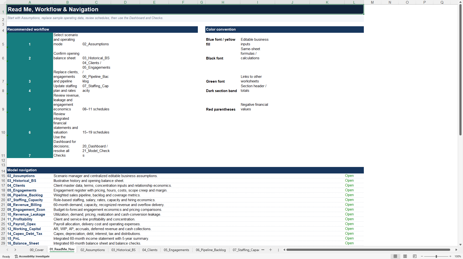 Consulting Firm Profitability & 5-Year Financial Model (Excel template (XLSX)) Preview Image