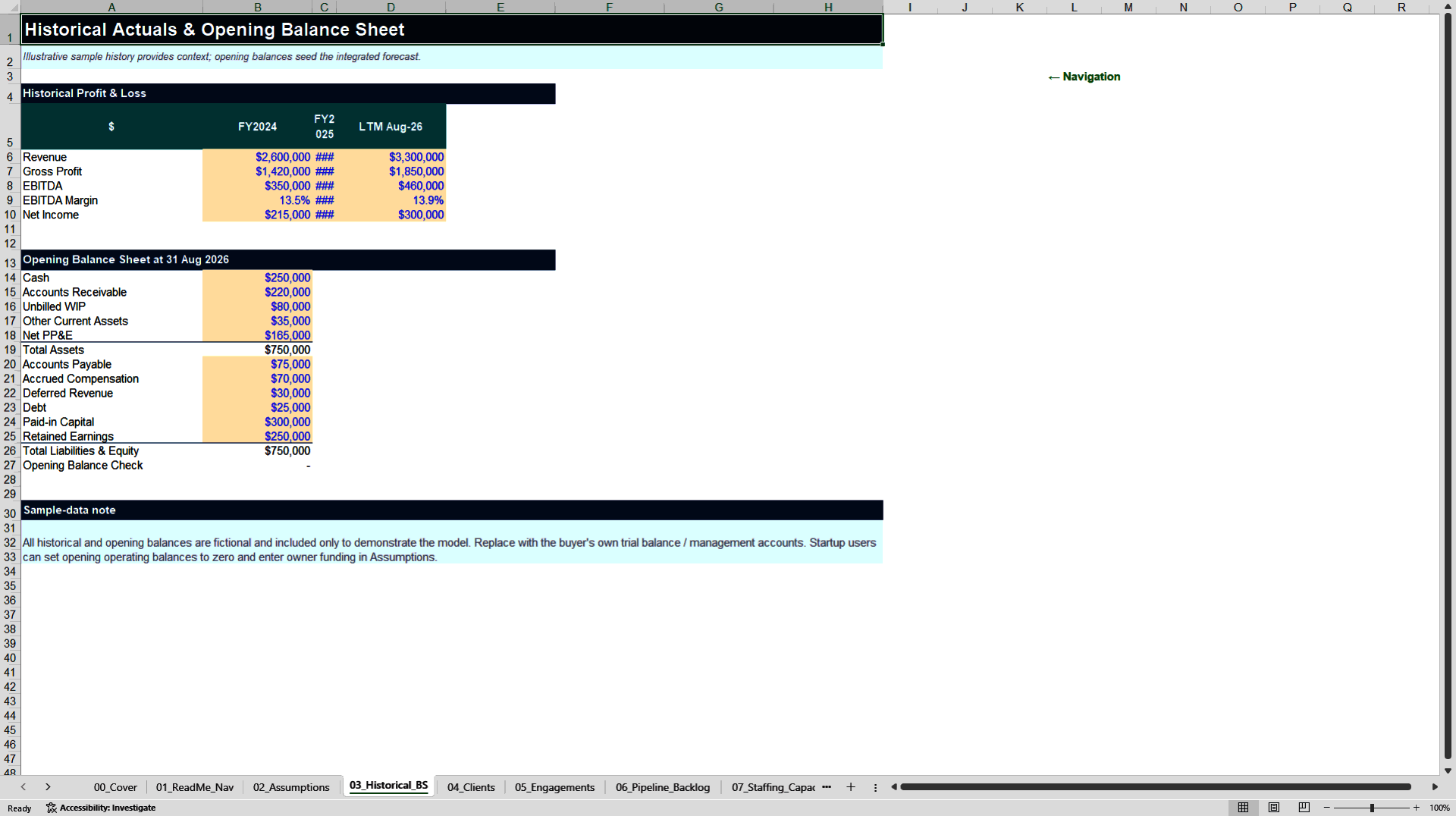 Consulting Firm Profitability & 5-Year Financial Model (Excel template (XLSX)) Preview Image