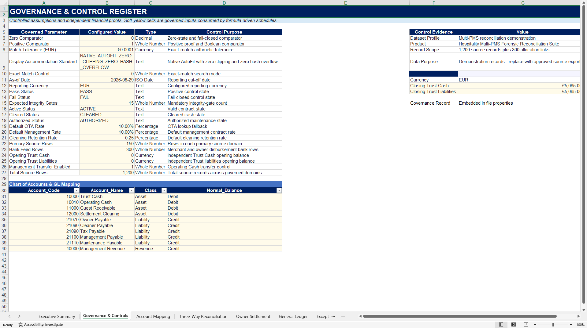 Multi-PMS Booking-to-Ledger Forensic Reconciliation Suite (Excel template (XLSX)) Preview Image
