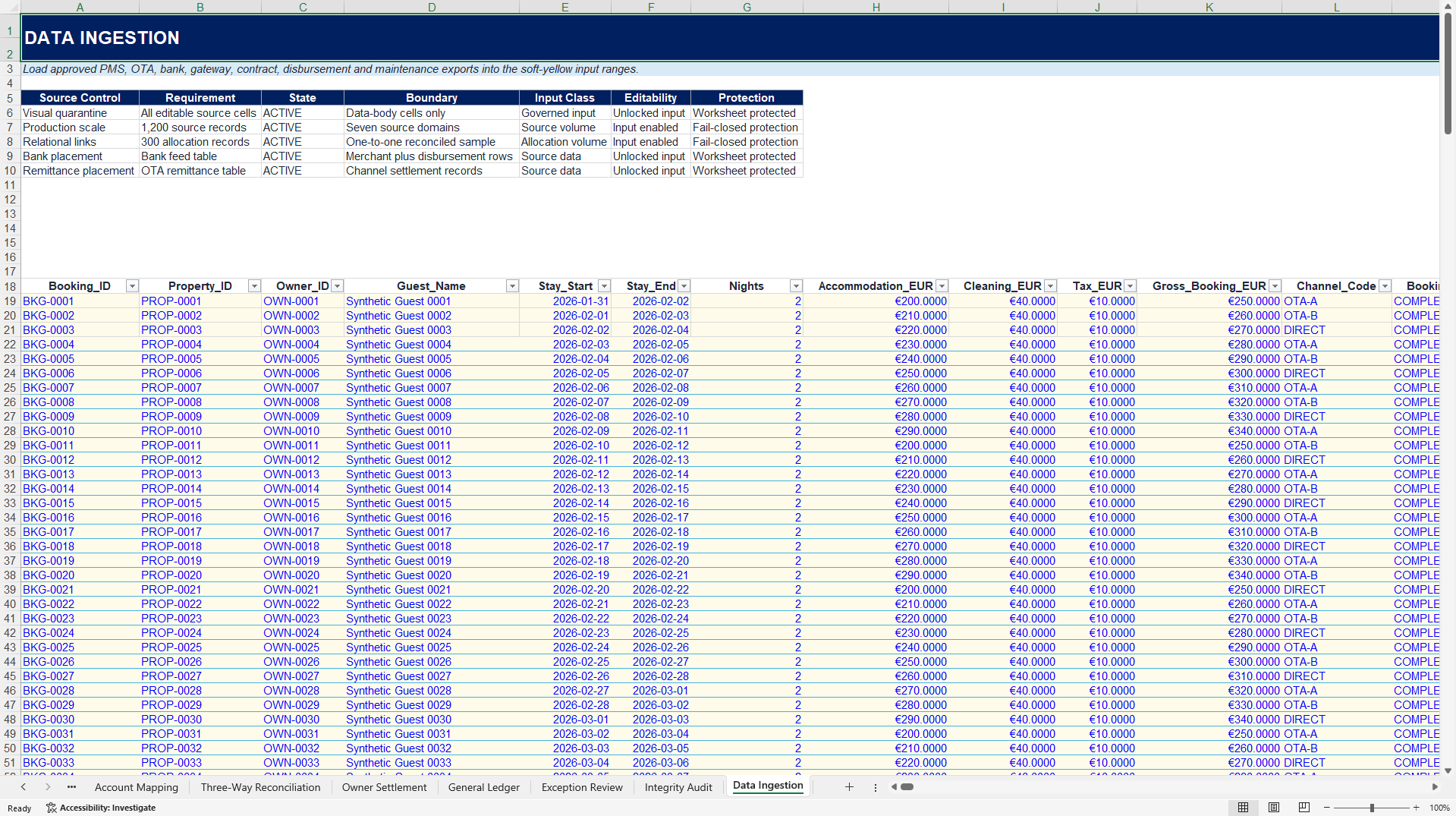 Multi-PMS Booking-to-Ledger Forensic Reconciliation Suite (Excel template (XLSX)) Preview Image