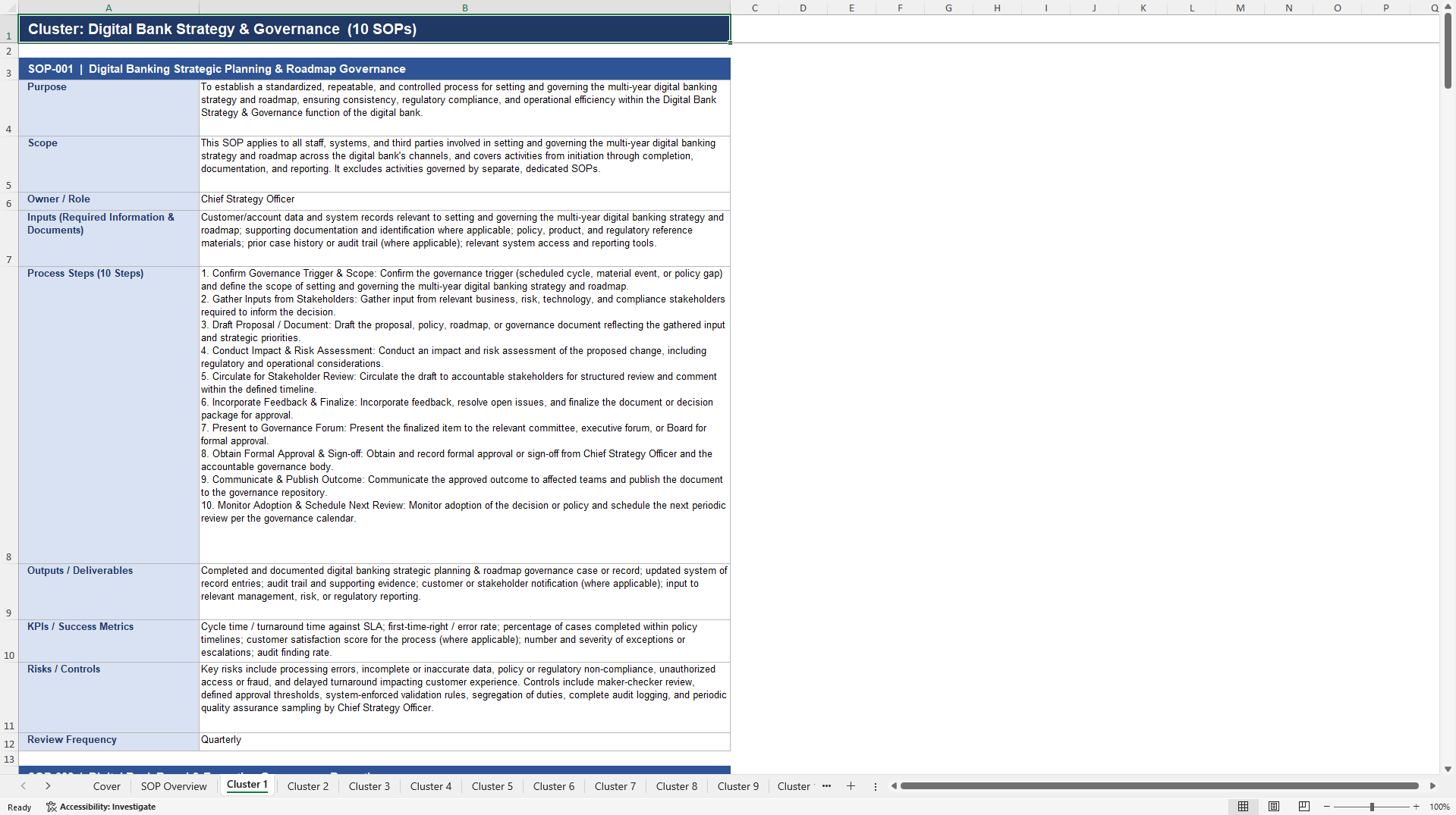 100+ Digital Bank SOPs (Excel template (XLSX)) Preview Image