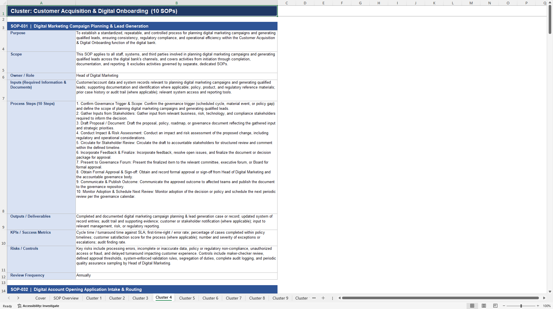 100+ Digital Bank SOPs (Excel template (XLSX)) Preview Image
