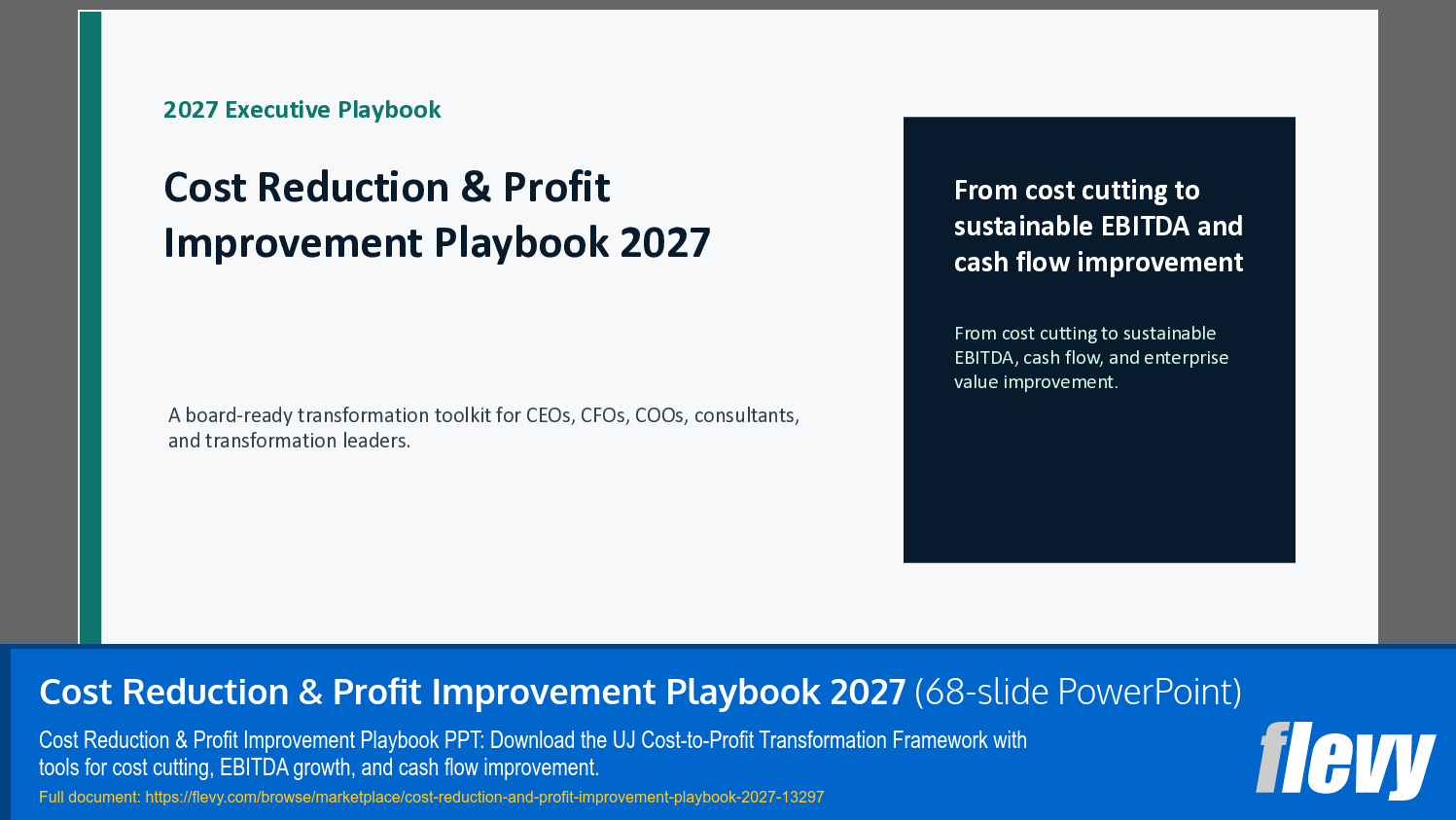Cost Reduction & Profit Improvement Playbook 2027 (68-slide PPT PowerPoint presentation template (PPTX)) Preview Image