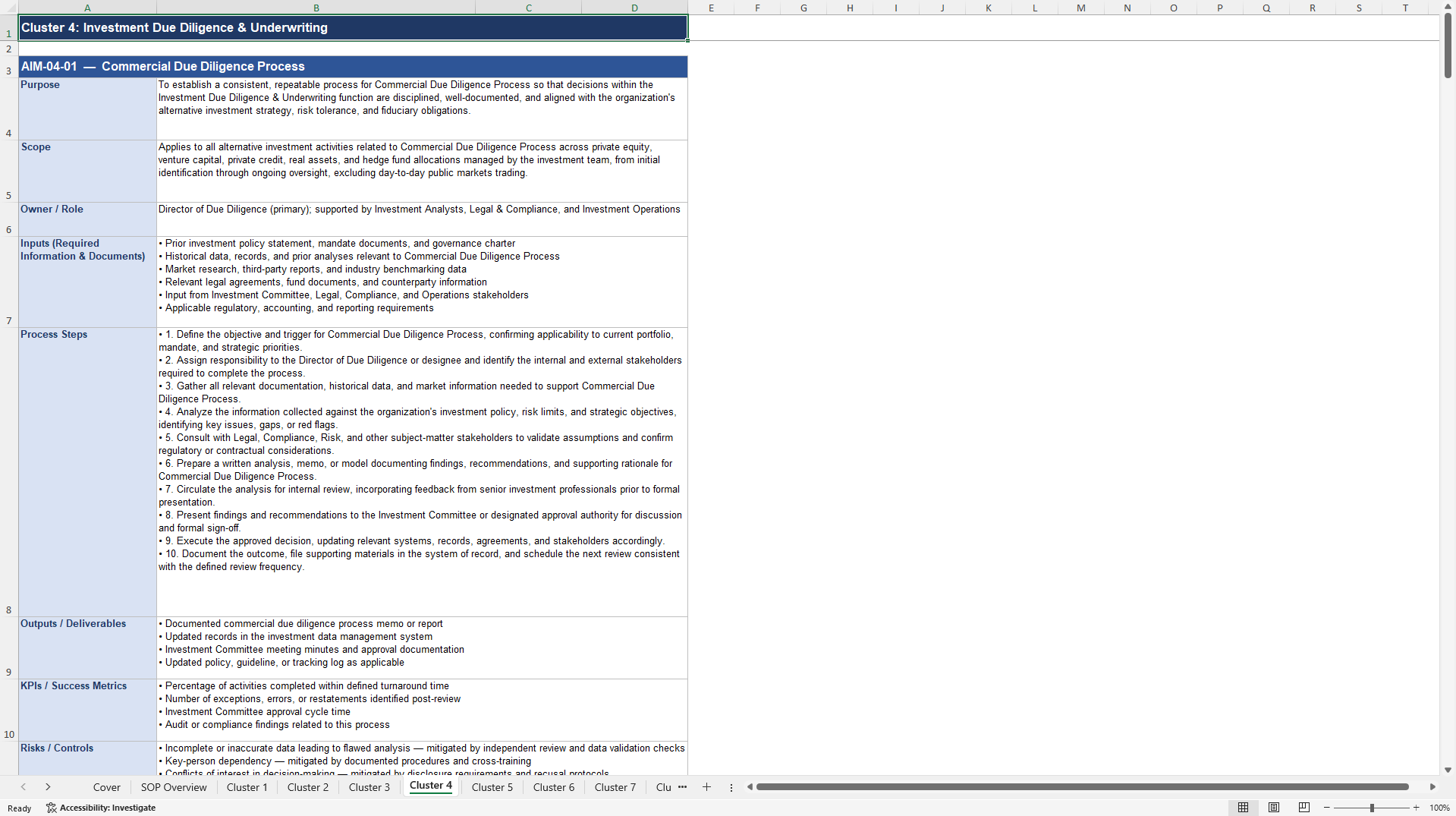 100+ Alternative Investment Management SOPs (Excel template (XLSX)) Preview Image