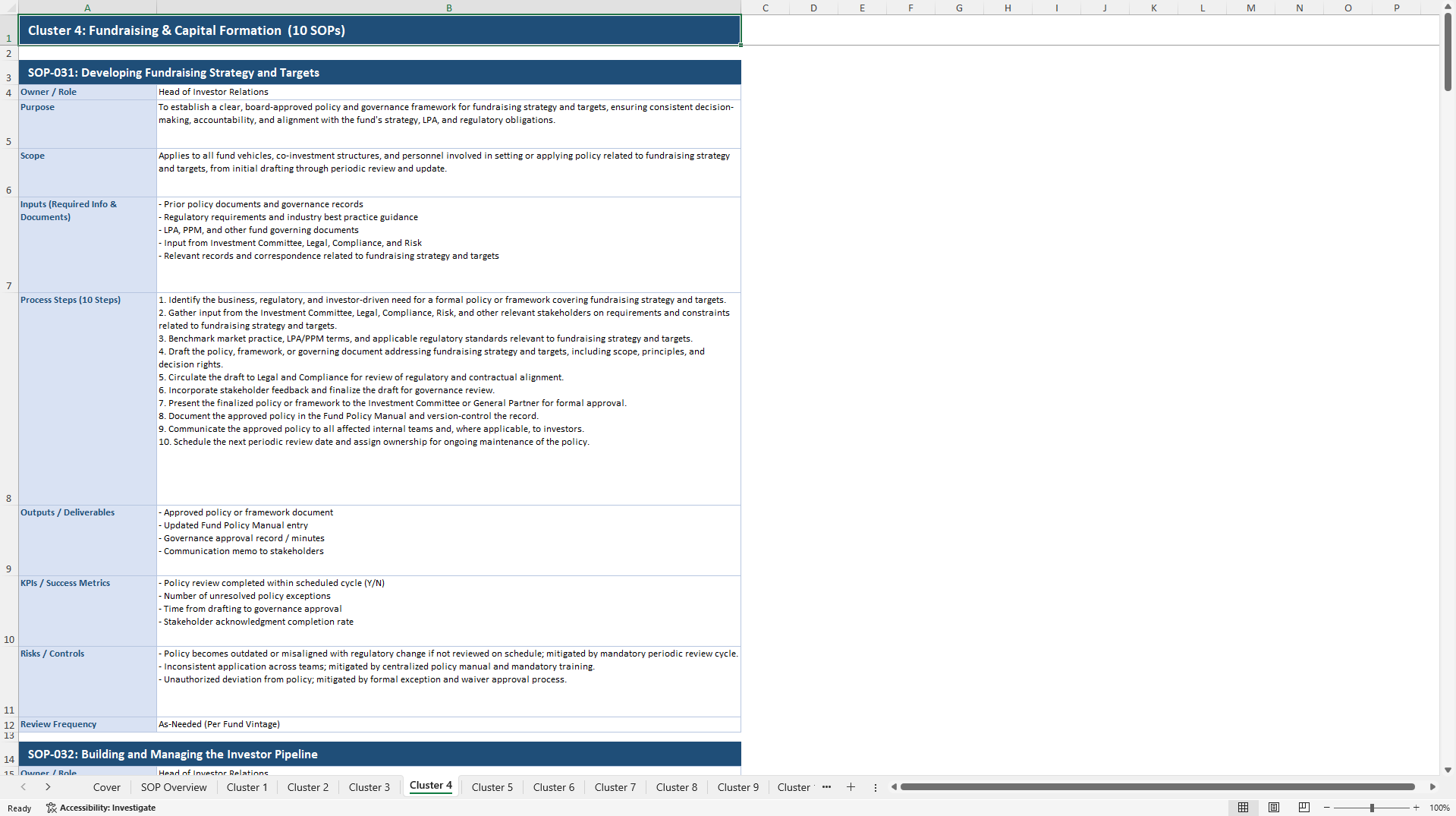100+ Fund Management SOPs (Excel template (XLSX)) Preview Image