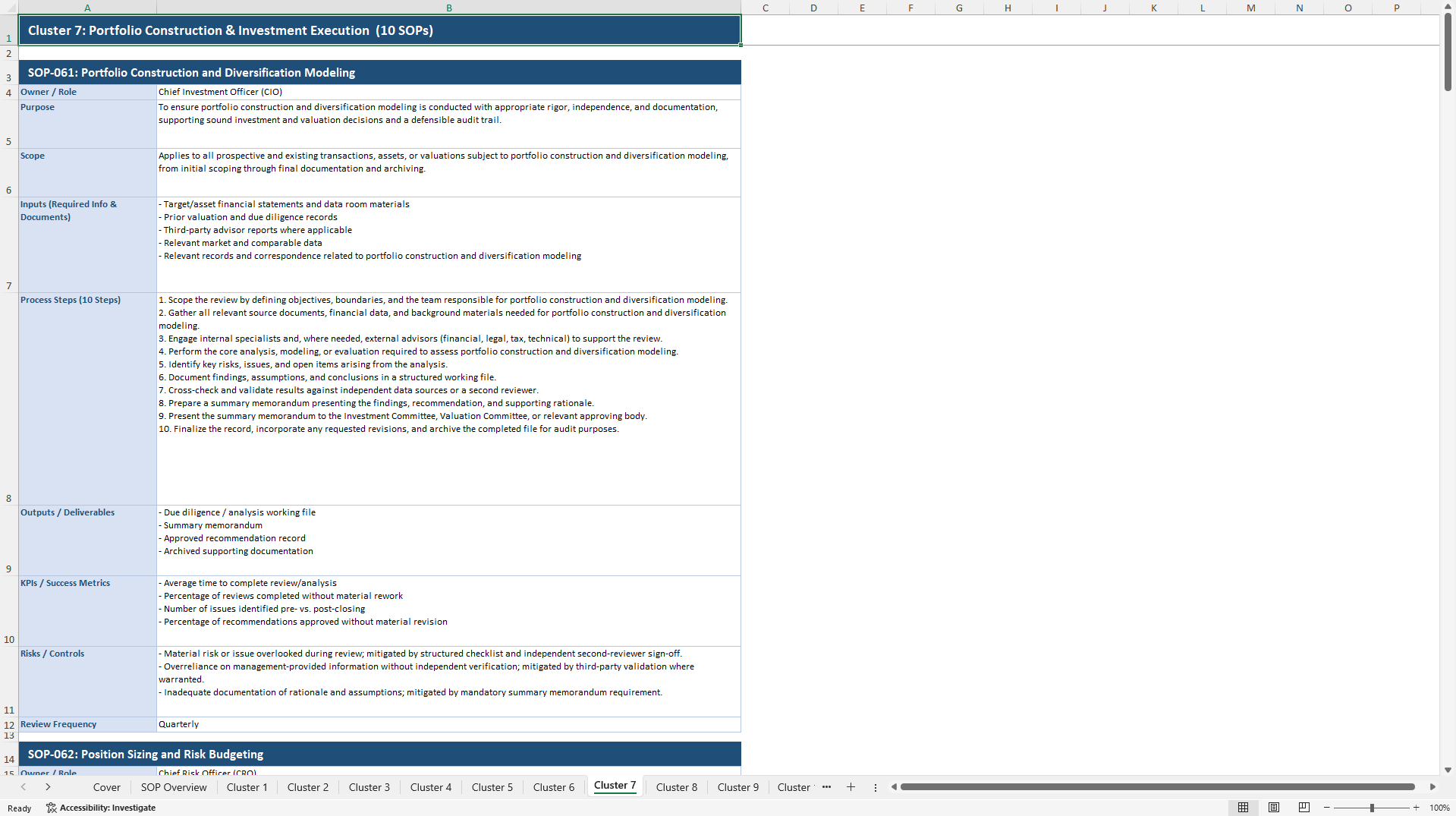 100+ Fund Management SOPs (Excel template (XLSX)) Preview Image