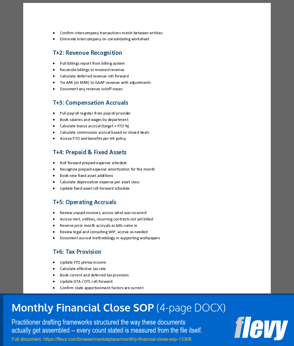 Monthly Financial Close SOP (4-page Word document) Preview Image
