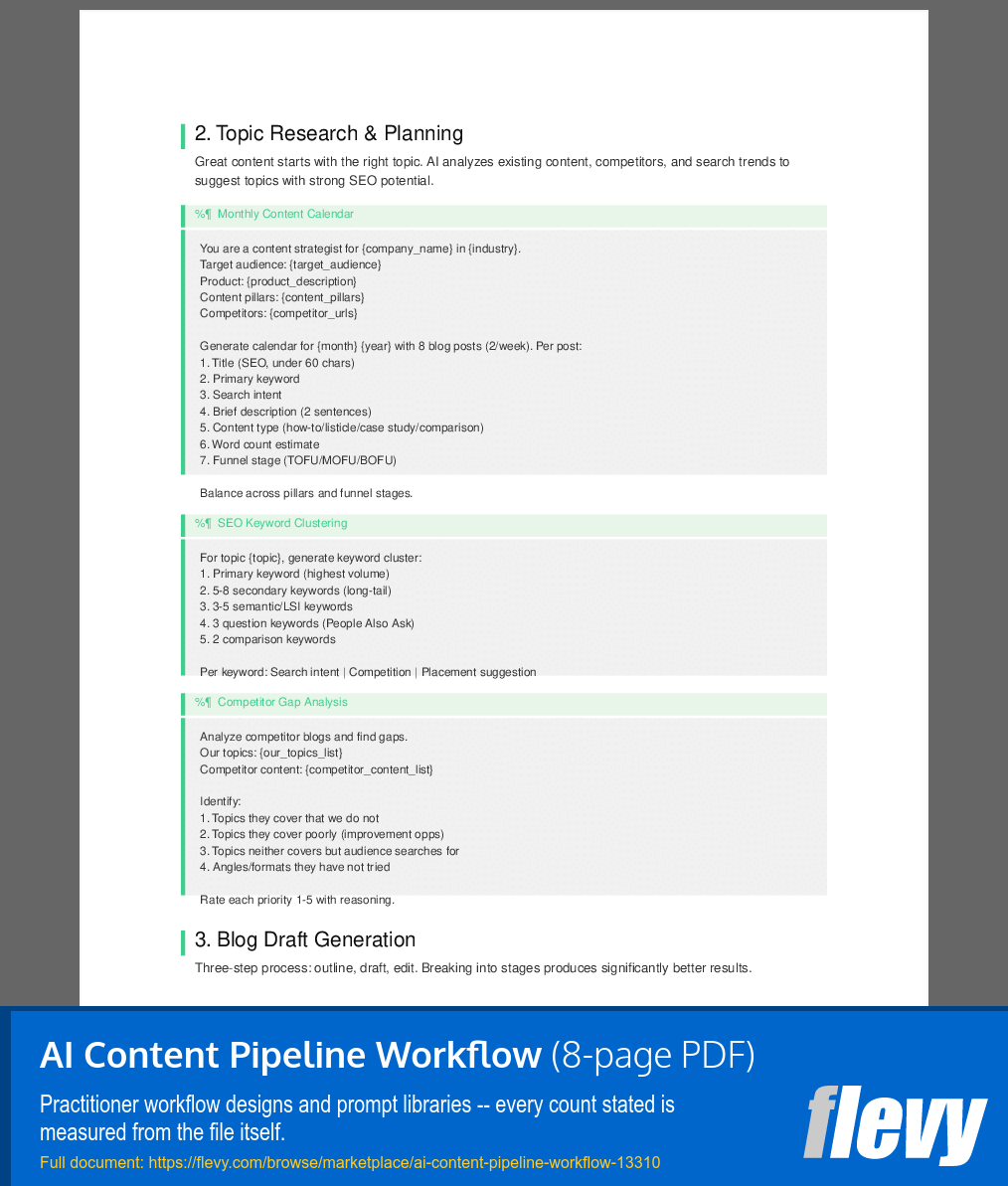 AI Content Pipeline Workflow (8-page PDF document) Preview Image