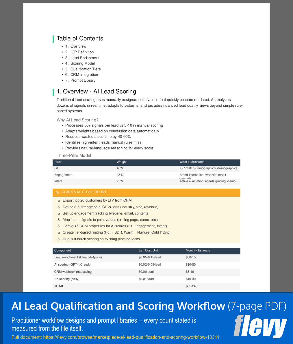 AI Lead Qualification and Scoring Workflow (7-page PDF document) Preview Image