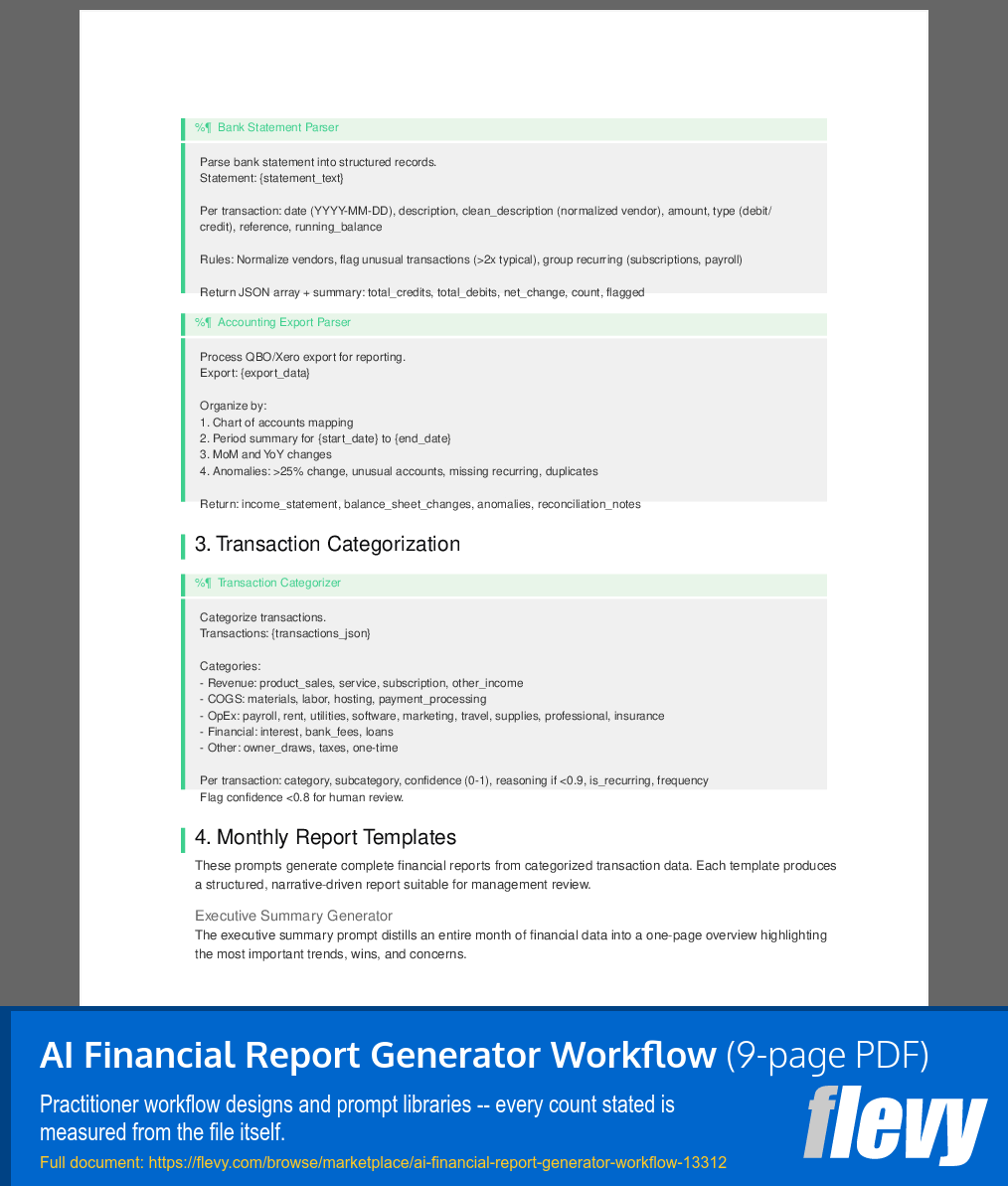 AI Financial Report Generator Workflow (9-page PDF document) Preview Image