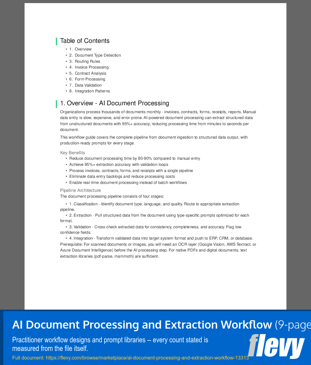 AI Document Processing and Extraction Workflow (9-page PDF document) Preview Image