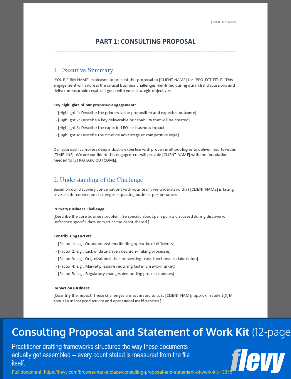 Consulting Proposal and Statement of Work Kit (12-page Word document) Preview Image