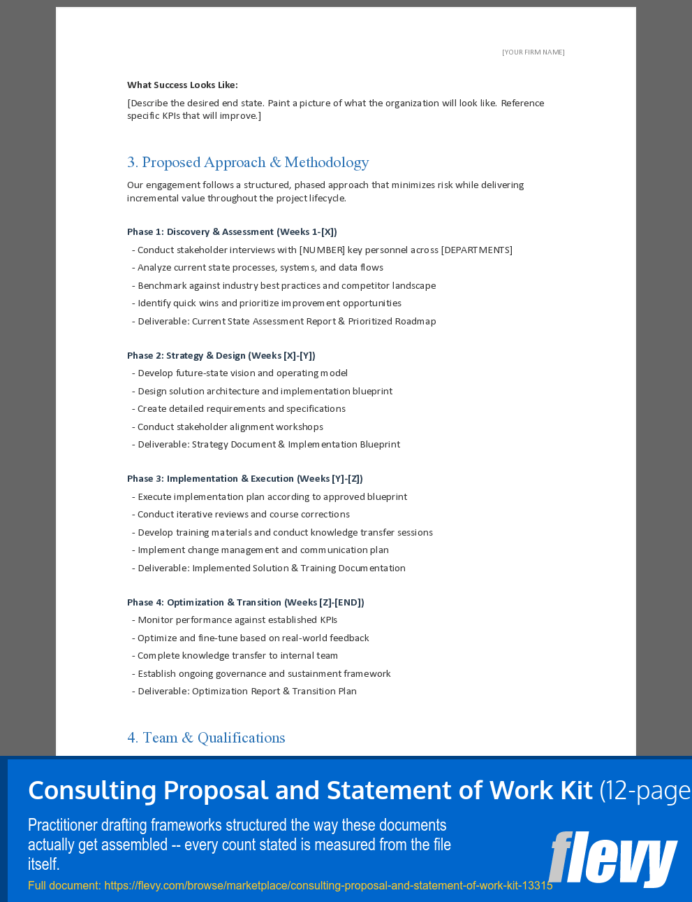 Consulting Proposal and Statement of Work Kit (12-page Word document) Preview Image