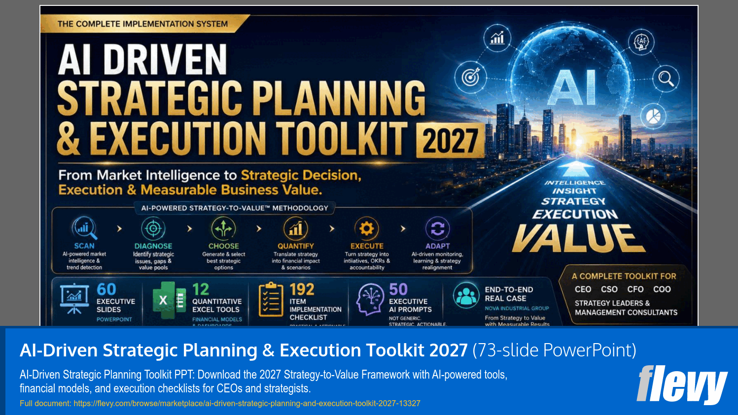 AI-Driven Strategic Planning & Execution Toolkit 2027 (73-slide PPT PowerPoint presentation template (PPTX)) Preview Image