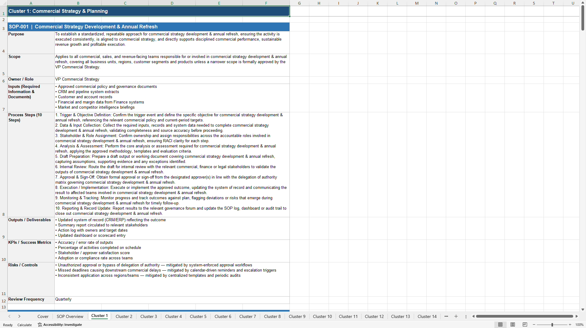 100+ Commercial Performance SOPs (Excel template (XLSX)) Preview Image
