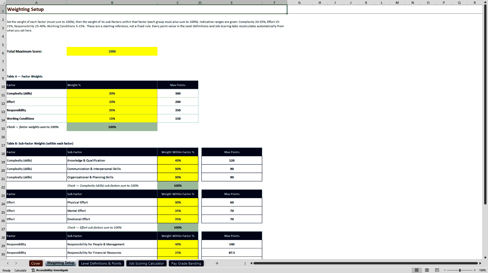 EU Pay Transparency Directive - Point Factor Job Evaluation (Excel template (XLSX)) Preview Image