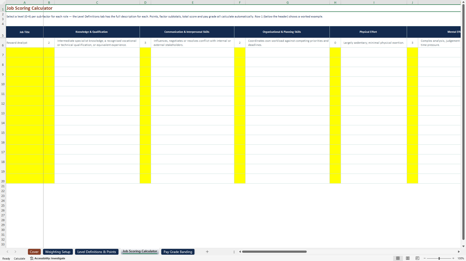 EU Pay Transparency Directive - Point Factor Job Evaluation (Excel template (XLSX)) Preview Image