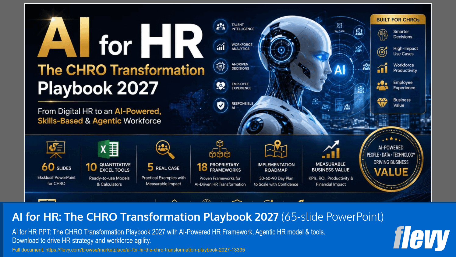AI for HR: The CHRO Transformation Playbook 2027 (65-slide PPT PowerPoint presentation template (PPTX)) Preview Image