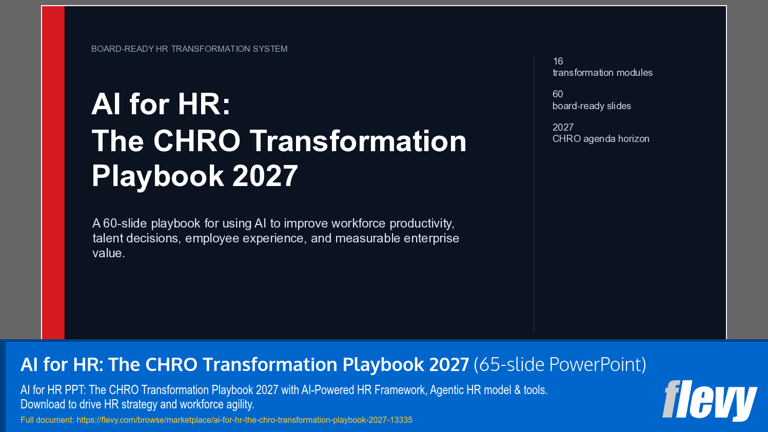 AI for HR: The CHRO Transformation Playbook 2027 (65-slide PPT PowerPoint presentation template (PPTX)) Preview Image