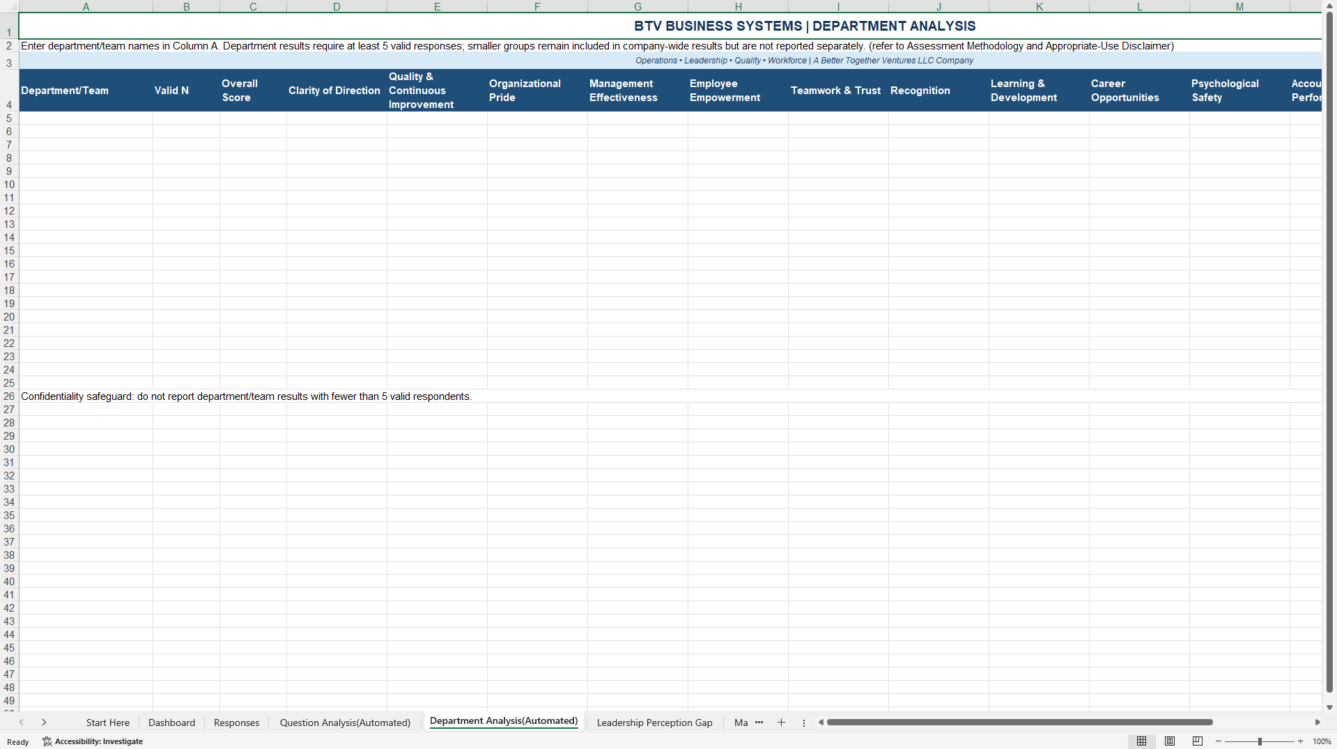 Employee Climate & Engagement Assessment Toolkit (Excel template (XLSX)) Preview Image