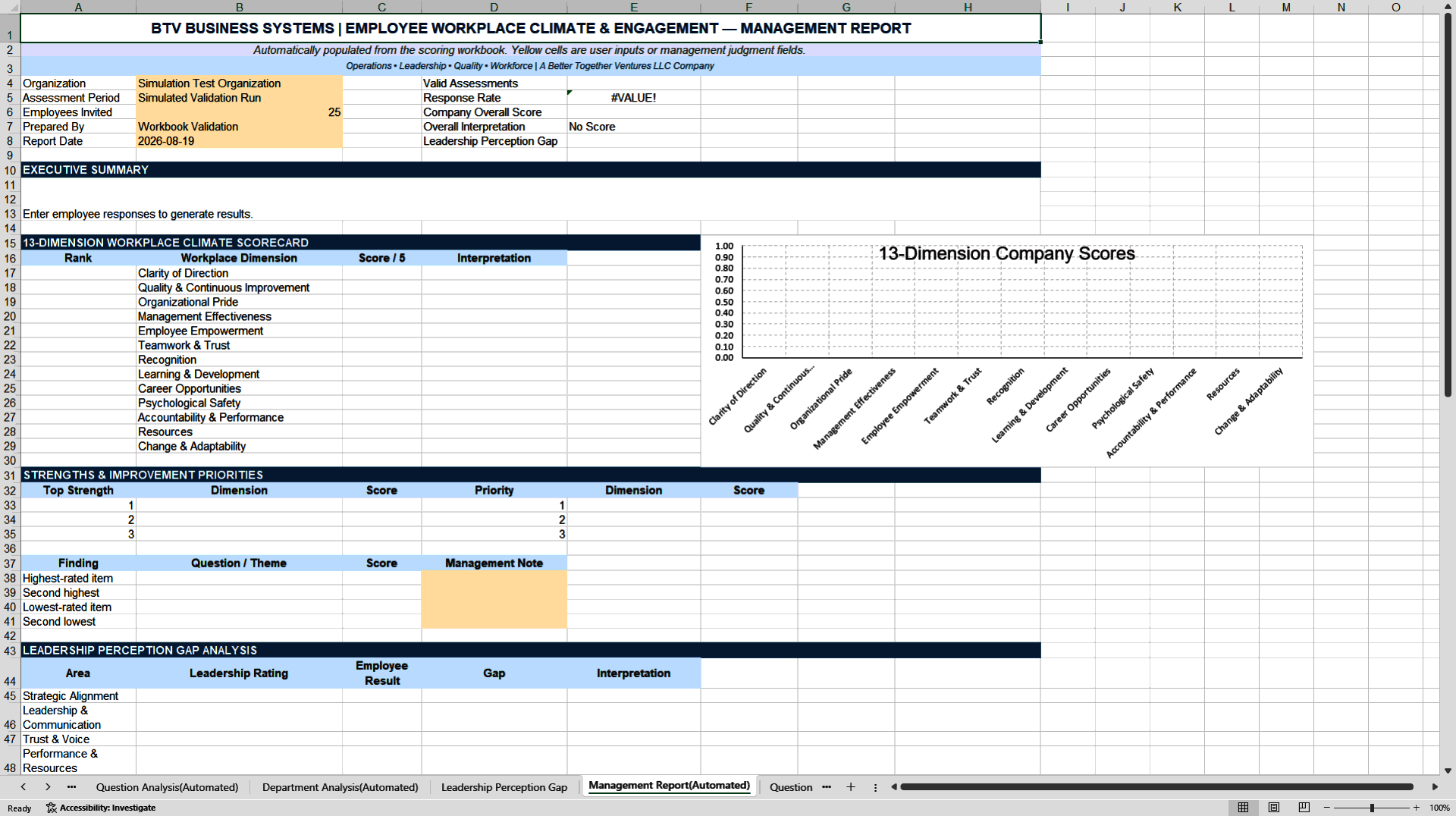 Employee Climate & Engagement Assessment Toolkit (Excel template (XLSX)) Preview Image
