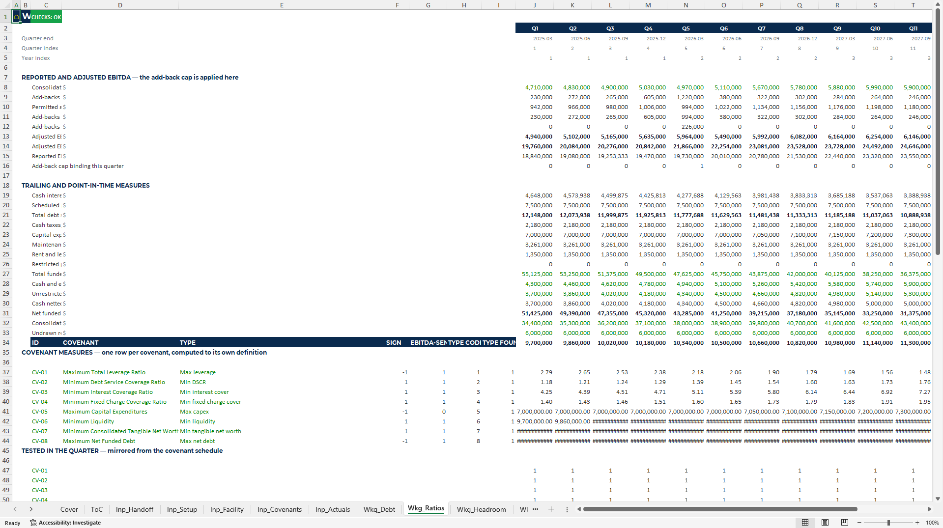 Covenant Headroom Monitor: Debt Compliance Excel Model (Excel template (XLSX)) Preview Image