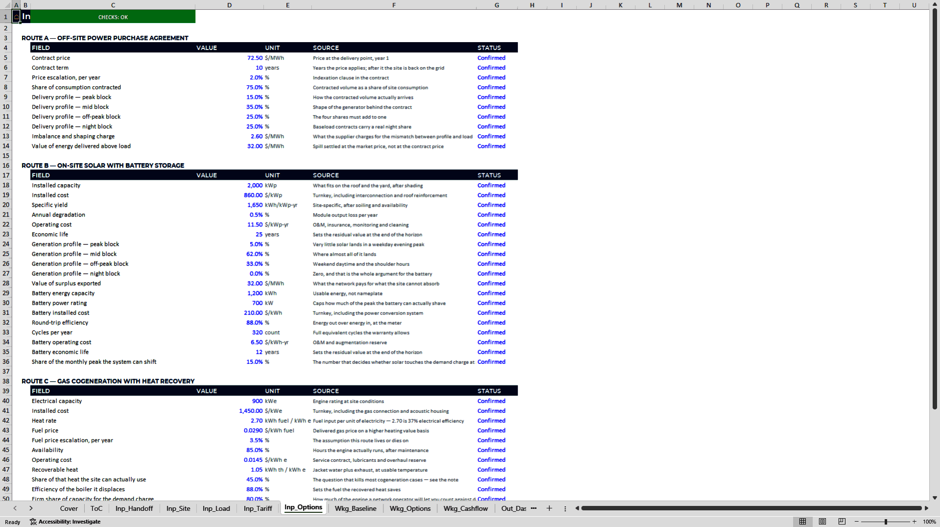 Industrial Power Sourcing: Ppa and Solar Excel Model (Excel template (XLSX)) Preview Image