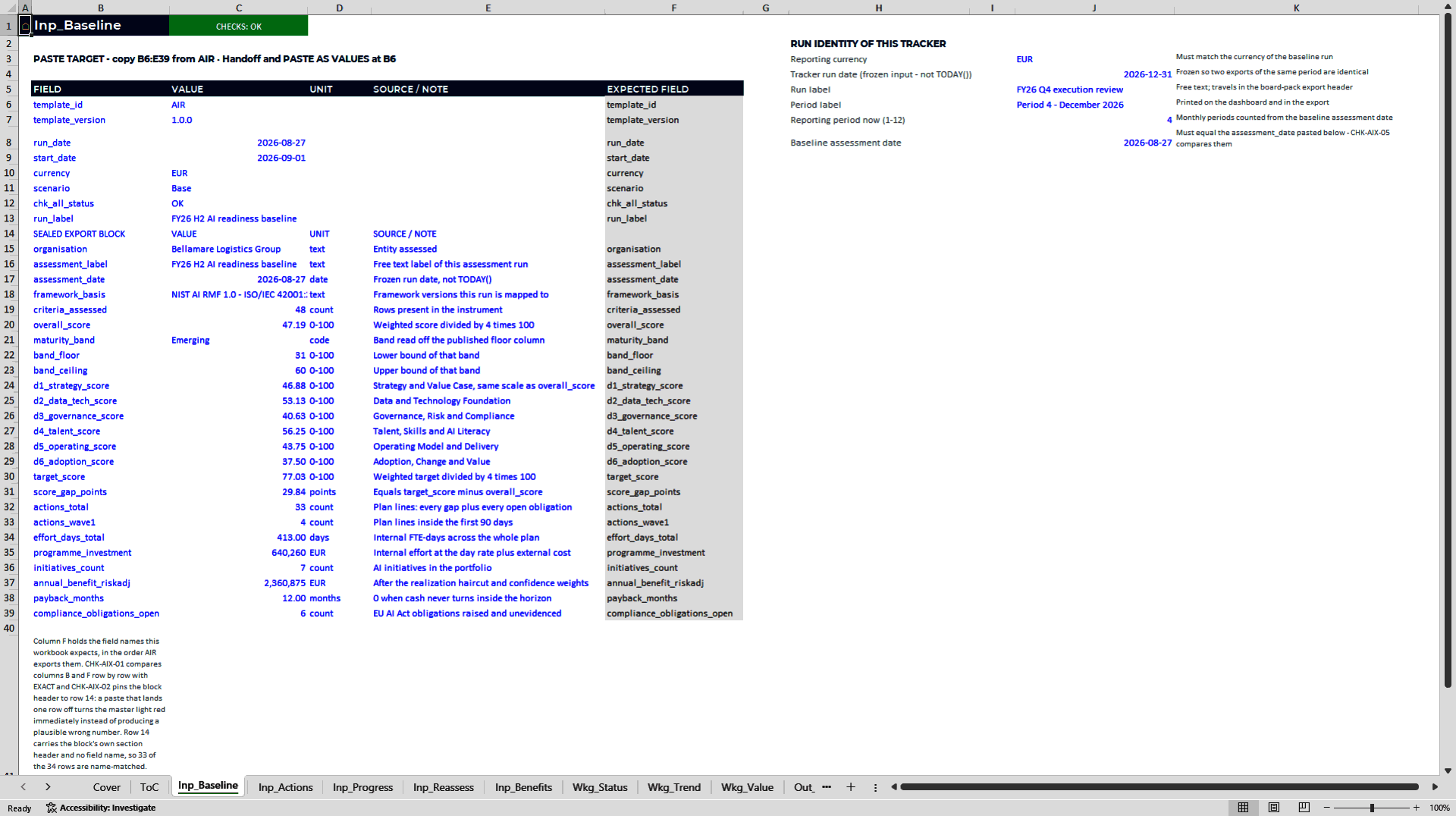 AI Readiness Assessment & Execution Plan Excel Template (Excel template (XLSX)) Preview Image