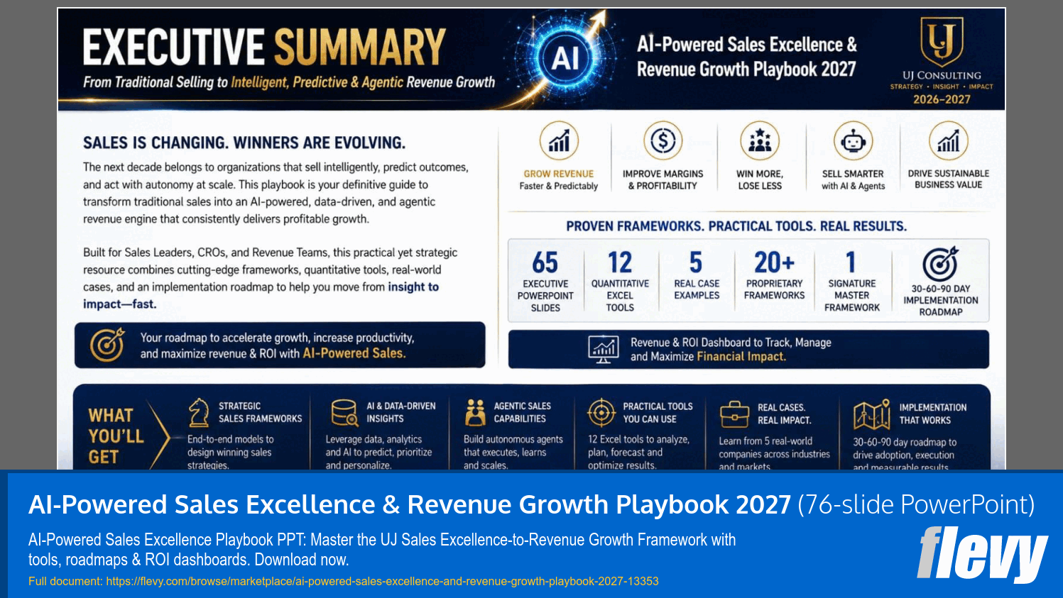 AI-Powered Sales Excellence & Revenue Growth Playbook 2027 (76-slide PPT PowerPoint presentation template (PPTX)) Preview Image
