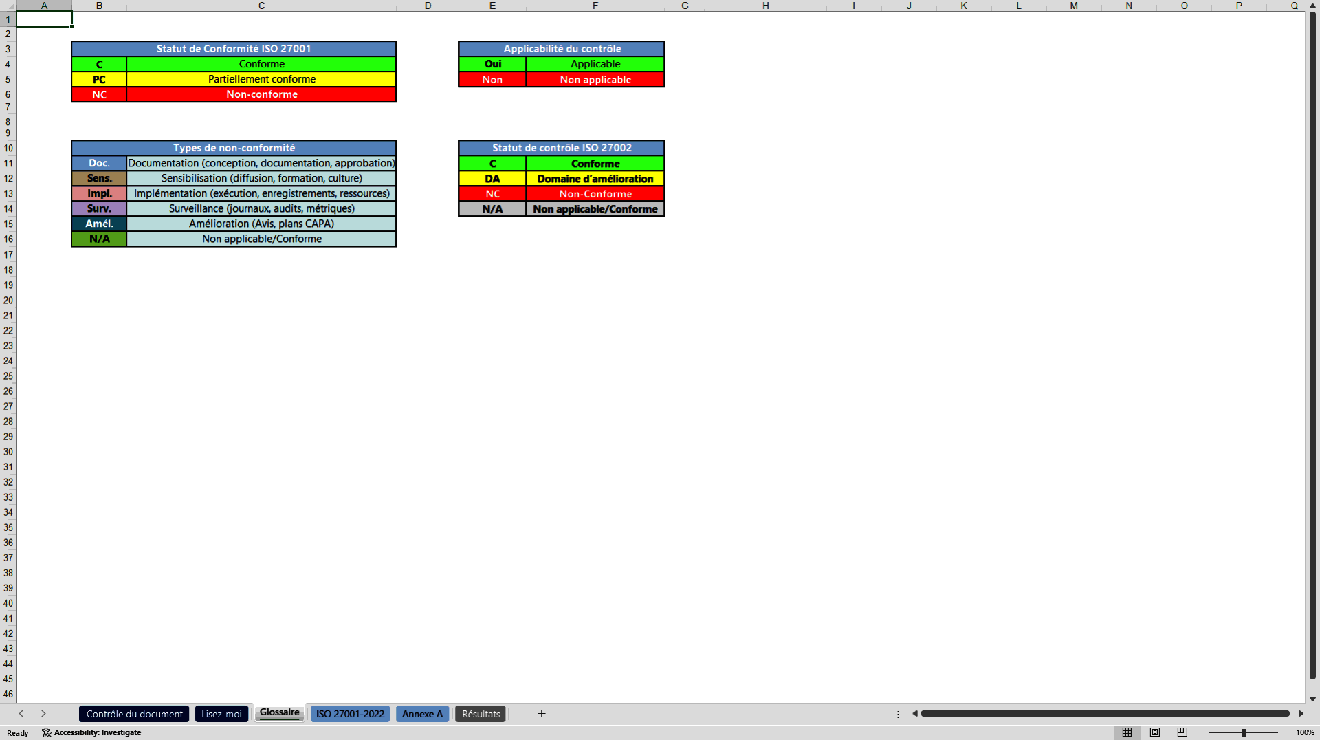 ISO 27001:2022 - Outil d'auto-évaluation pour audits (Excel template (XLSX)) Preview Image
