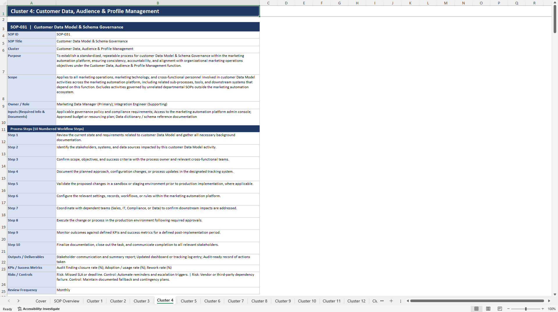 100+ Marketing Automation Platform SOPs (Excel template (XLSX)) Preview Image