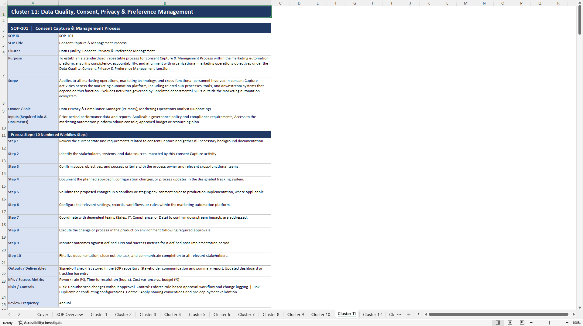 100+ Marketing Automation Platform SOPs (Excel template (XLSX)) Preview Image