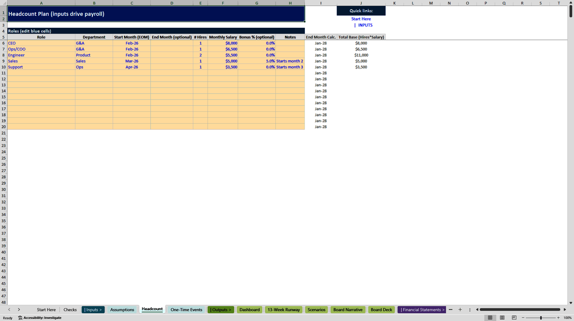 24-Month Founder FP&A Model, 13-Week Runway & Board Pack (Excel template (XLSX)) Preview Image